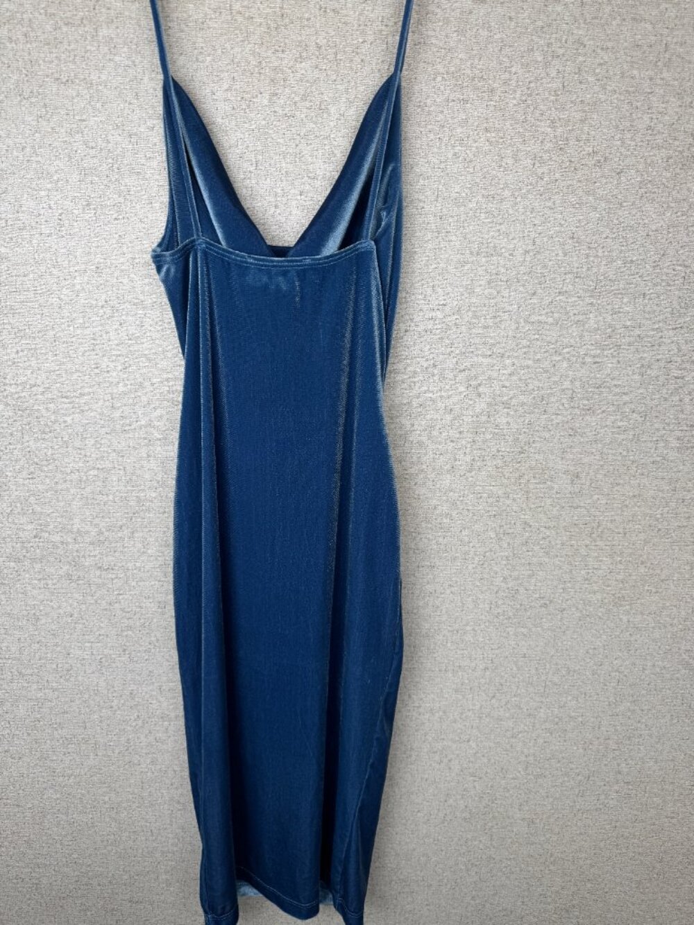 Lulus Blue Velvet Cowl Neck Midi Dress Strappy Bodycon Slip Y2K Small - Picture 3 of 6